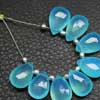 Natural Aqua Blue Chalcedony Faceted Pear Drops Briolette Beads 10 Beads and sizes 13mm Approx. More Quantity Available 
